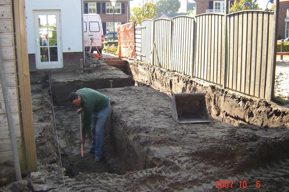 Aanbouw uitgraven achter woonhuis